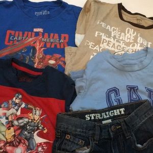 Bundle of T-shirts and jeans